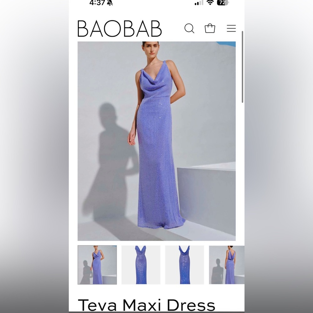 BAOBAB TEVA MAXI PURPLE SEQUIN LONG DRESS SMALL